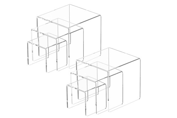 Acrylic display risers in retail setting