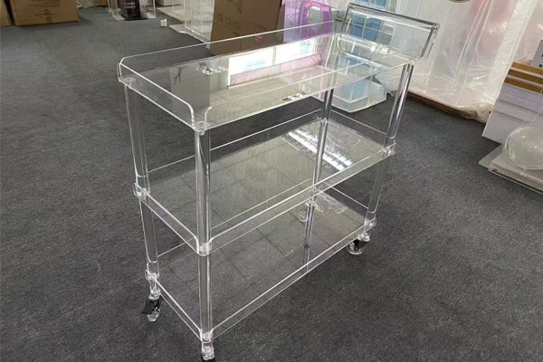 Custom acrylic trolley cart showcase