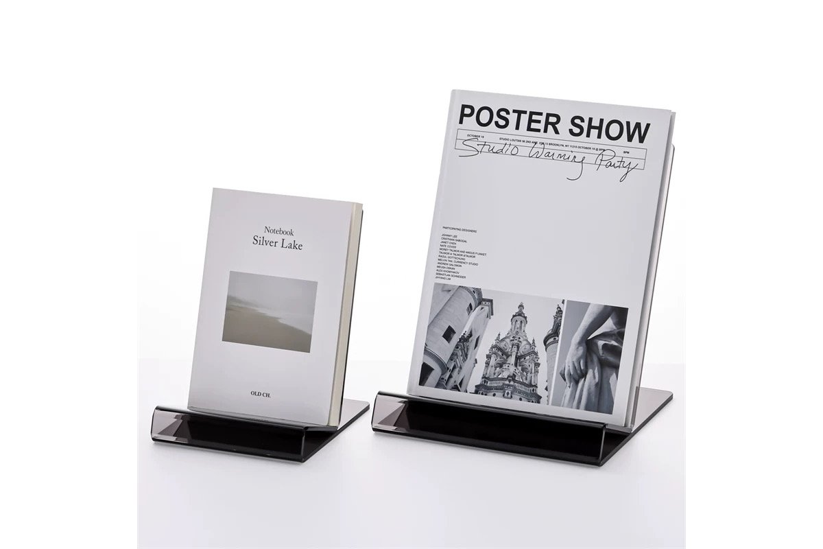 Acrylic book stand with ergonomic design
