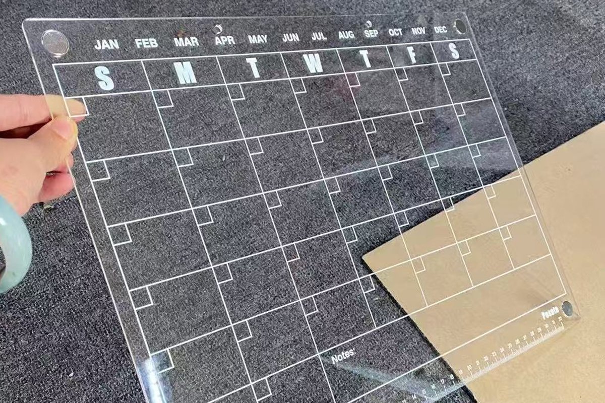 Custom acrylic calendar holder with corporate branding